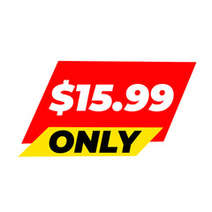 $15.99 only png, red colour tag, simple graphic shape, shape clean badge