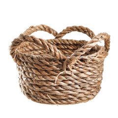 Obraz premium Round woven basket made of light brown rope