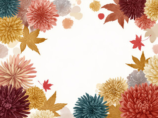 和風な秋の花のフレーム