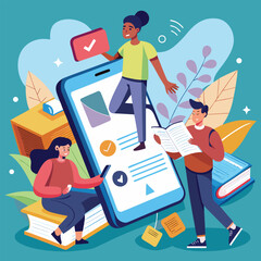 People learning with mobile and books education online