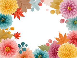 和風な秋の花のフレーム