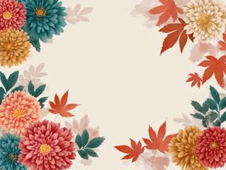 和風な秋の花のフレーム