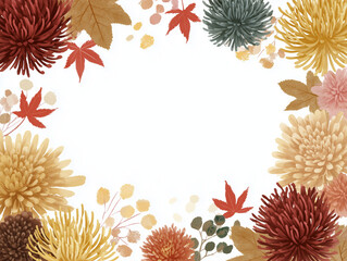 和風な秋の花のフレーム