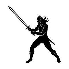Fototapeta premium Warrior knight swordsman silhouette combatant sword fighter art