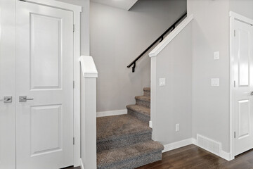 White door with a silver handle and a silver knob