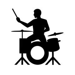 Silhouette of Drummer with Glowing Rim Light on Stage