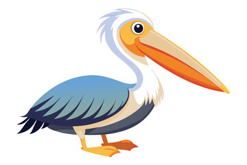 Colorful Cartoon Pelican Illustration with Exaggerated Features and Playful Design Perfect for Children's Content and Educational Resources