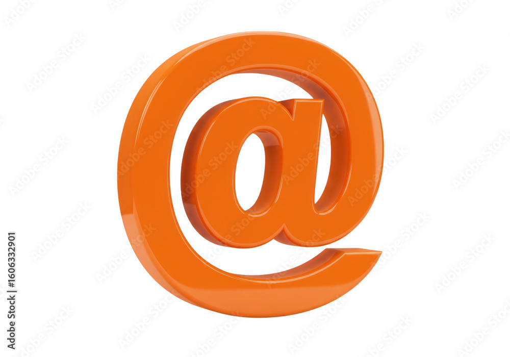 Wall mural a shiny orange at symbol representing email or internet rendered in 3d and isolated on a transparent