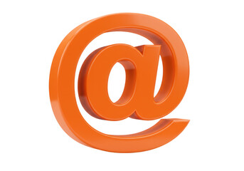 Obraz premium Orange 3d at symbol representing email and online communication isolated on a transparent background