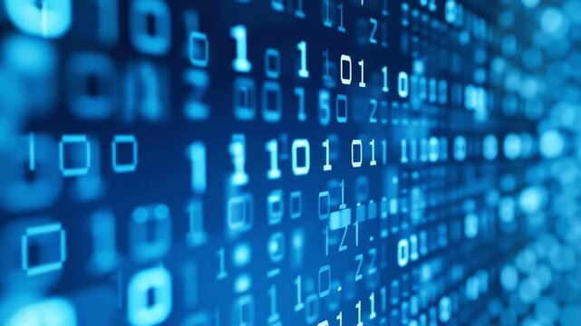 Binary code digital data technology background with glowing blue numbers and abstract computer information and futuristic abstract pattern