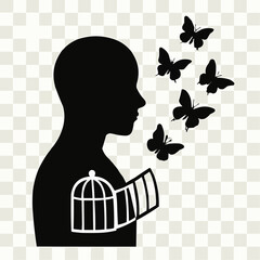 Silhouette of a woman's face with a flower, a beautiful vector illustration of a girl in profile