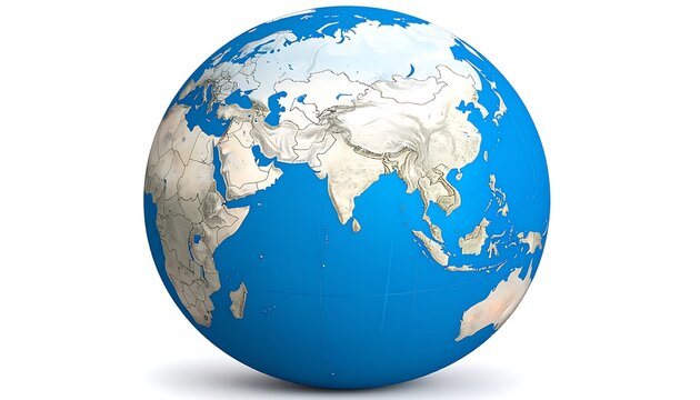 3D Earth globe, focused on Asia - Powered by Adobe