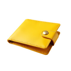Mustard Yellow Leather Wallet Compact Stylish isolated on transparent background