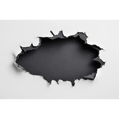 Black torn paper isolated on a transparent background