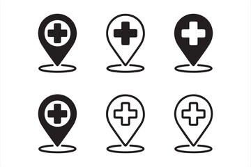 Medical Location and Healthcare Icons for Health Facilities
