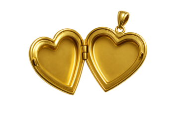 Elegant Open Golden Heart Locket Isolated on Transparent Background for Jewelry and Love Concepts