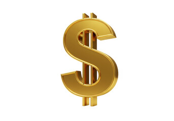 Fototapeta premium Shiny golden dollar sign symbol representing wealth money and finance isolated on transparent background