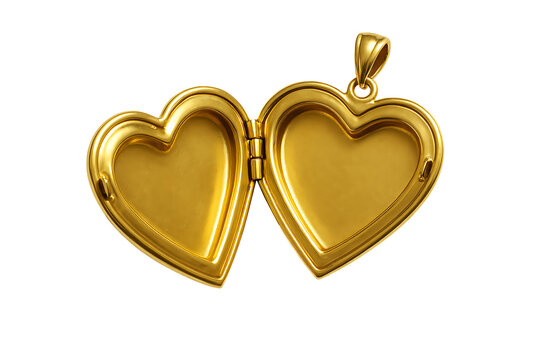 Elegant Open Golden Heart Locket Isolated on Transparent Background for Jewelry and Love Concepts