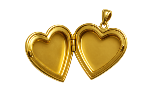 Elegant Open Golden Heart Locket Isolated on Transparent Background for Jewelry and Love Concepts