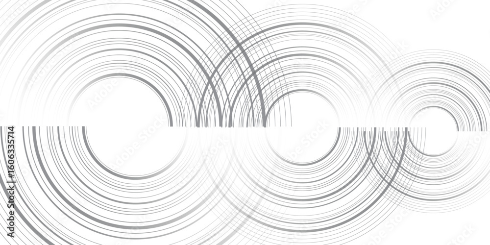Poster grey minimal circular abstract dynamic lines isolated on white background. future technology banner 