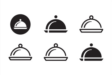 Set of Food Service Cloche and Meal Cover Icons