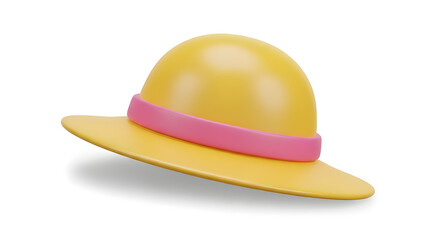  Children's Wide-Brim Sun Hat with Pink Band for Summer, Beach, and Outdoor Fashion