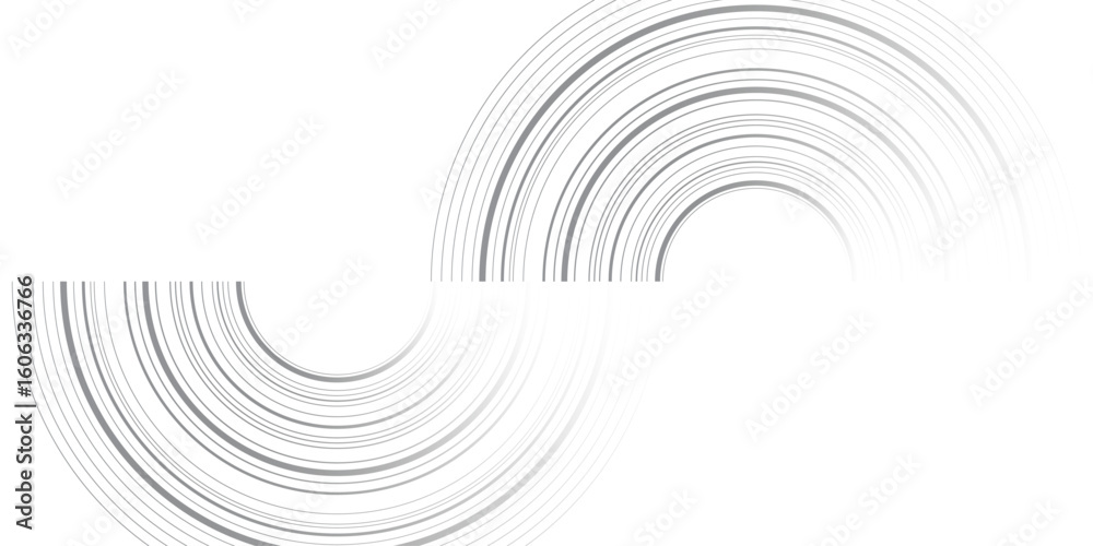 Poster grey minimal circular abstract dynamic lines isolated on white background. future technology banner 