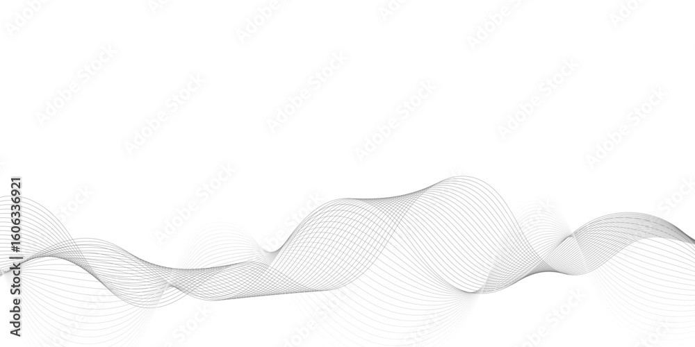 Fototapete Abstract grey, white smooth element swoosh speed wave modern stream background. Wave with lines created using blend tool. Abstract frequency sound wave lines and twisted curve lines background.	