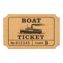 PNG Vintage boat ticket illustration.