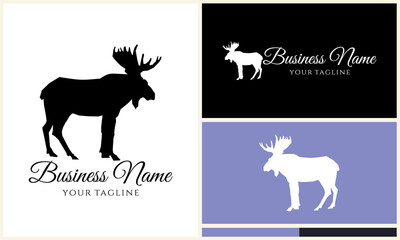 Moose Silhouette Logo Design Variations.