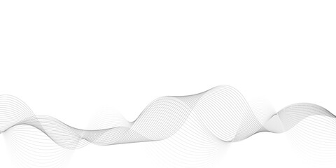 Abstract grey, white smooth element swoosh speed wave modern stream background. Wave with lines created using blend tool. Abstract frequency sound wave lines and twisted curve lines background.	