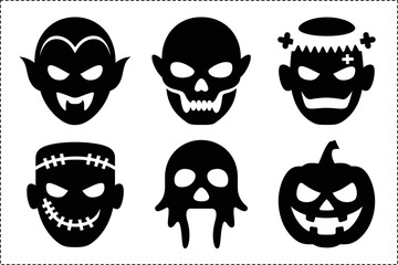 Spider web and spider silhouette collection, Halloween creepy vector set, unique black design, creative illustration