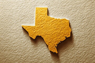 Golden Texas Map Cutout on Textured Beige Background