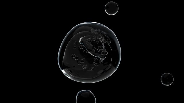 Water element background. Movement dispersion of air bubbles on black background. 3d render.