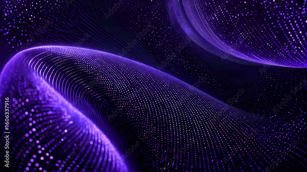 Wall mural vibrant blue-purple gradient particle flows forming an endless tunnel with glowing circuit patterns,