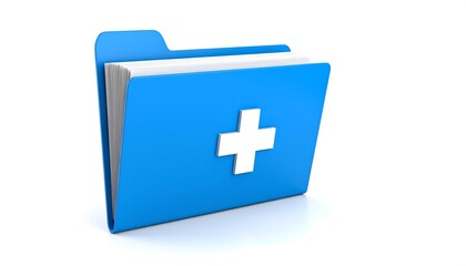 Obraz premium 3D rendered blue folder with white plus sign