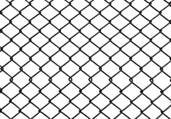 A black chain link fence pattern creating a diamond mesh texture, isolated on white isolated on transparent background