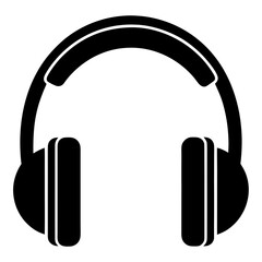 Black and White Illustration of Headphones for Music or Audio Listening