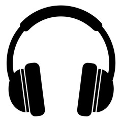 Black Headphones Icon Audio Equipment for Music Listening and Entertainment