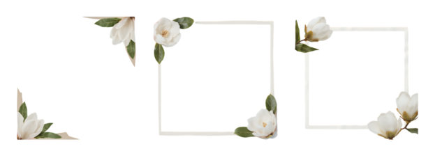 Elegant white floral corner embellishments for frames and borders