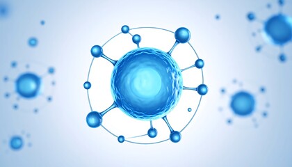 3D rendering of interconnected blue molecules