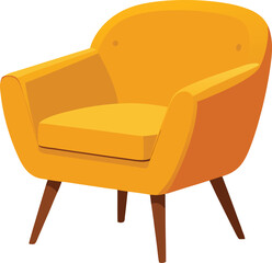 Vibrant yellow armchair vector illustration