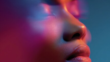 Face scanning hologram in dreamy tech symphony modern studio artistry ethereal perspective