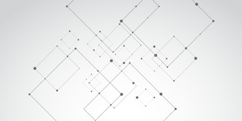 Black square diagram on white background. Abstract background with technology communication data element shape line and dots perfect for advertisements, posters, presentations, website background.	