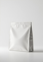 Blank white food pouch on a plain background