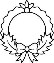 Christmas wreath line art vector illustration design