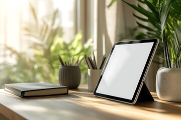 A tablet with a blank screen