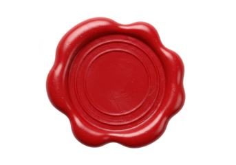 A red wax seal stamp with concentric circles, isolated on a transparent background
