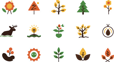 Obraz premium Forest Bathing & Nature Therapy Icons