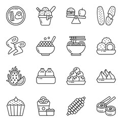 Set of Food and Edible Linear Icons 

